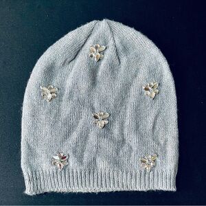 “Betsey Johnson” Gray Knit Beanie Hat.  EUC